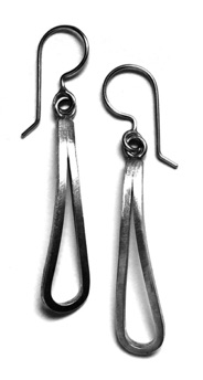 LOOP $100-sterling silver earrings with sanding disk texture (1 1/2" long not including ear wire)
